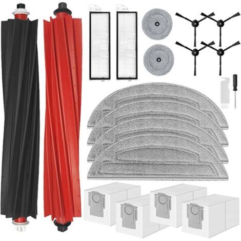 Accessoires pour Roborock S8 MaxV Ultra Robot Aspirateur, Pièce de Rechange 2 Brosses à Rouleau, 4 Chiffon, 4 Sacs à Poussière, 2 HEPA Filtres, 2 Chiffons Ronds, 4 Brosses Latérales