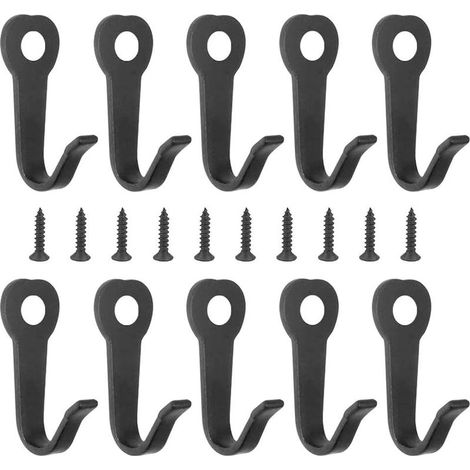 10 PCS Crochet à Visser Noir Mural Crochet Porte Manteau en Fer Rétro Crochet de Manteau Métal Crochet Métallique avec 10 Vis Patère à Peignoir Vintage pour Sac, Clé, Chapeau, Écharpe(39mm) (1/5)