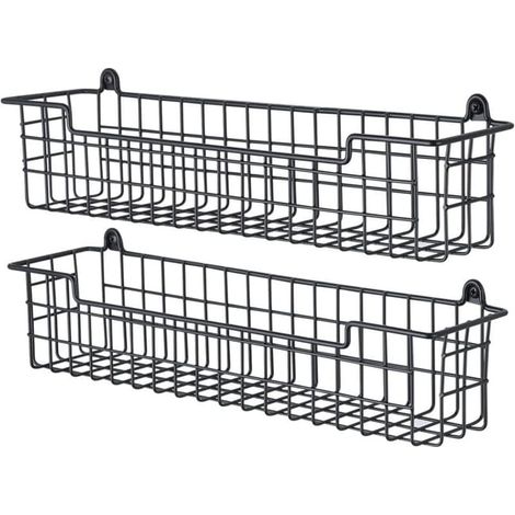 Étagère à épices murale noire, lot de 2 rangements pour porte d'armoire, support à condiments fixable, organisateur mural gain de place pour cuisine. (1/4)