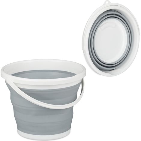 Seau pliable de 10 litres, idéal pour le nettoyage de la maison, de la voiture et du camping  seau pliable portable, gris.