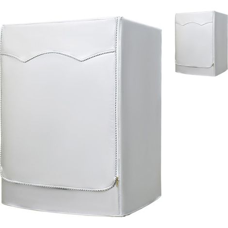 Housse pour machine à laver, imperméable, anti-poussière et protection solaire, pour machines à laver entièrement automatiques, en tissu Oxford argenté, avec bande brodée et fermeture éclair, taille L (1/5)