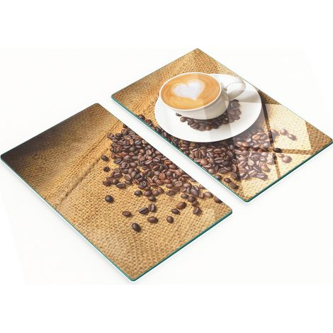 Pizarras de vidrio duraderas y elegantes con estampado de granos de café con leche, 2x30x52 cm. (1/5)