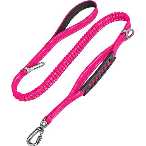 Laisse Tactique pour Chien, Élastique Laisse pour Chien, 1, 1 à 1, 7 m, Rose Rouge (1/5)