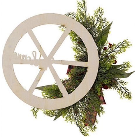 Couronne de Noël en forme de roue avec des baies rouges, décoration murale, pour porte ou fenêtre