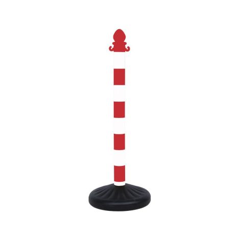 Poste para cadena de plástico con base (1m) Rojo/Blanco