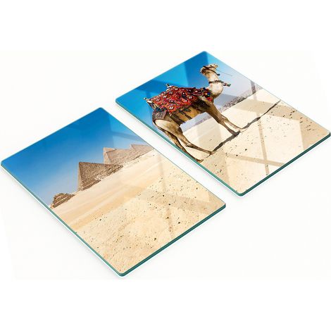Taglieri da cucina in vetro temperato con grafica di un cammello al Cairo, 2x40x52 cm (1/5)
