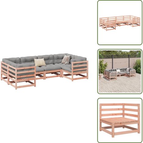 6-tlg. Garten-Sofagarnitur Massivholz Douglasie - Douglasienholzmöbel - Gartensofas - Outdoor Möbel - Loungemöbel - Gartenlounge