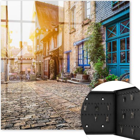 Armoire à clés - (30 cm x 30 cm) - Boîte à clés murale - Coffret de rangement pour clés - Couleur noire - Ouverture vers la droite - Pour maison et bureau - Paix urbaine