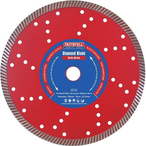 Faithfull Turbo Cut Diamond Blade 230mm x 22mm for Efficient Cutting Applications