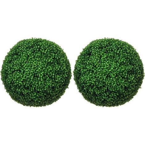 Lot de 2 boules de buis artificielles anti-UV, plante décorative verte, adaptée à l'intérieur et l'extérieur