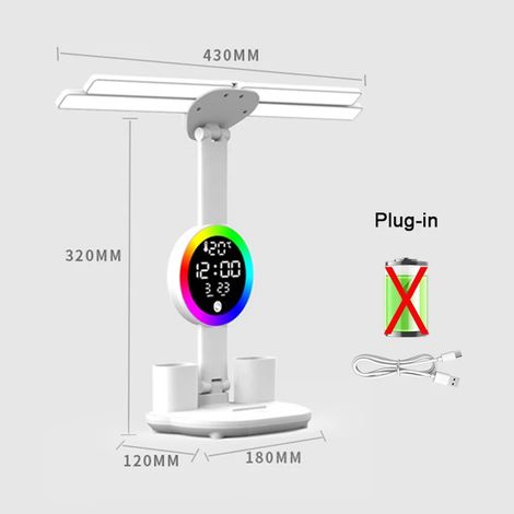 Lampe de bureau rechargeable (type horloge), lampe de lecture avec affichage LED de l'heure (1/5)