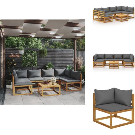 7-tlg. Garten-Lounge-Set mit Auflagen Massivholz Akazie - Gartensaison - Loungeset - Outdoor Möbel - Holz Lounge Set - Gartenmöbel Set