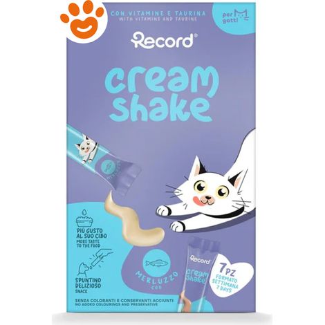 Record Cat Snack Cream Shake Merluzzo - Confezione 7×12 Gr - Snack