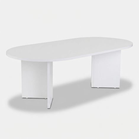 Elegante tavolino bianco, 119 x 60 x 40 cm. Pannello truciolare rivestito in melaminico al 100%, spessore 18 mm. Design moderno per soggiorno e ufficio. (1/5)