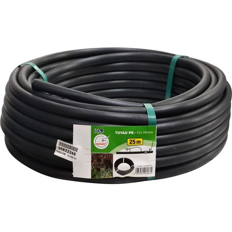 Jardibric – Tuyau goutte à goutte 25 m – Polyéthylène noir Ø 13 x 16 mm – Non percé pour systèmes d'irrigation personnalisés