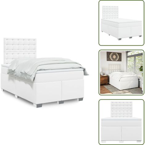 vidaXL Sommier à lattes de lit avec matelas blanc 120x190cm similicuir