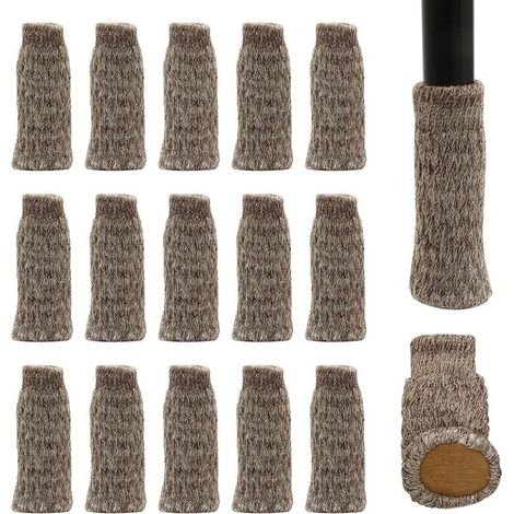 Set mit 16 Stuhlbeinsocken mit Filzgleitern – Doppellagig, rutschfest – Für Zuhause, Schule, Büro, Bibliothek (Khaki) (1/5)
