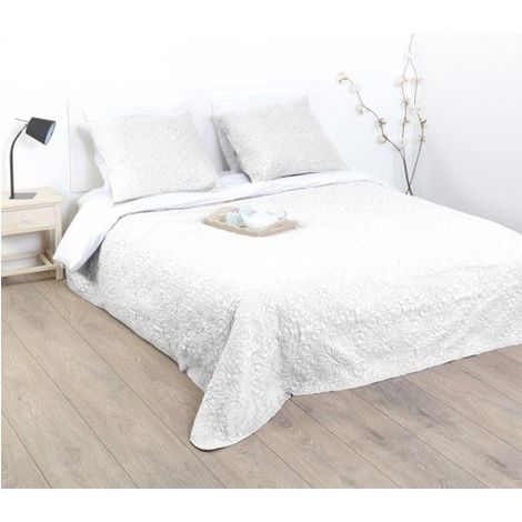 Atmosphera – Couvre-lit 240 x 260 cm en polyester beige avec taies 60 x 60 cm – Motifs arabesques élégants – Certifié OEKO-TEX