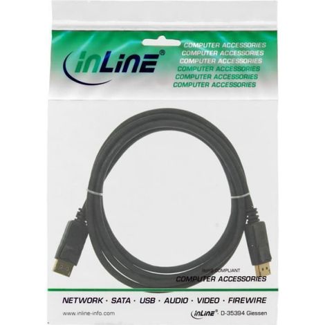 Câble DisplayPort - 0,3 M - Version 1.2 - Résolution 3840x2160 - Connecteur Mâle/Mâle - Plaqué Or (1/2)