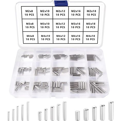 150 Pièces 15 Tailles M2 / M3 / M4 Goujon Broche 304 Inox Acier Kit, Cylindrique Étagère Support, Support D'étagère Broches Attache Elements, pour Fixer la Position D'un Composant (1/5)