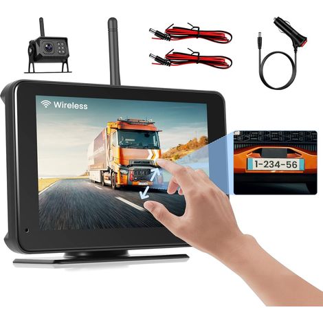 Camera de Recul pour Caméras IP68 avec Écran Tactile IPS 7'' sans Fil, Kit de Caméra avec IR Vision Enregistrement en Boucle/Lignes de Guidage, pour Camping Camion RV Remorques 12V-24V (1/5)