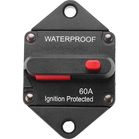 Disjoncteur 32 V CC avec réarmement manuel, étanche, pour voiture, bateau, camion, bus, camping-car, quad, 60 A (1/4)