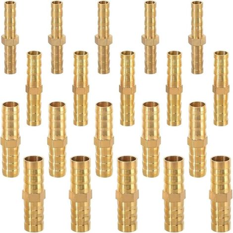 20 Stück Kraftstoffschlauchverschraubungen, Kraftstoffrohrverschraubungen, Messing-Schlauchstutzen, für Trachealtuben (6 mm/8 mm/10 mm/12 mm)