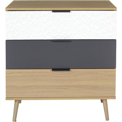 Commode Design 3 Tiroirs "Sven" 80cm Naturel (1/3)