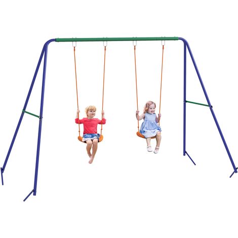 Doppelschaukel für Kinder von 3-8 Jahren, stabiler Stahlrahmen 2,7 x 1,6 x 1,8 m, 2 Hängesitze