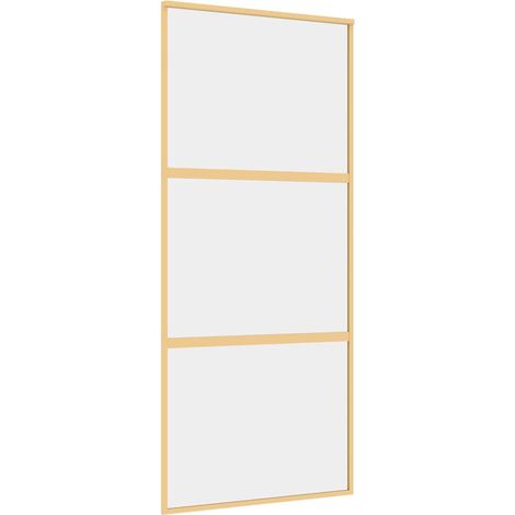 Maison Exclusive - Porta Scorrevole Dorata 90x205 Vetro Trasparente ESG Alluminio