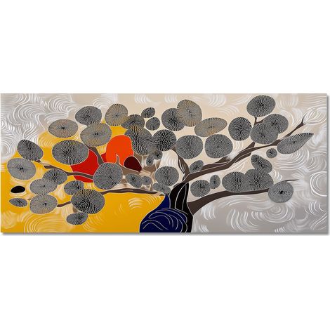 Lupia - Quadro moderno Canvas World TREE GRAND POIS, Stampa su Tela PVC, Telaio in Fibra di Legno, Albero della vita, 52x122 cm, per soggiorno capezzale camera da letto, ufficio (1/4)