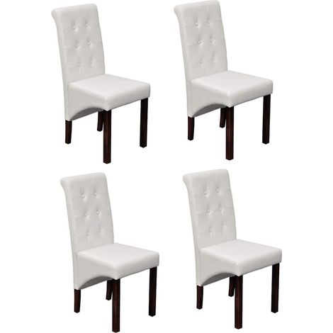 vidaXL Sillas de comedor 4 unidades cuero sintético blanco (1/5)