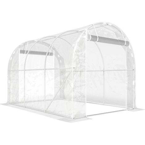 Invernadero túnel transitable de acero galvanizado con cubierta de PE anti-UV, transparente (1/5)