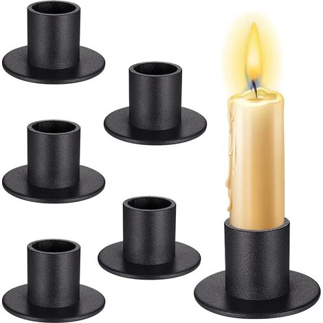 6 Vintage-Kerzenständer aus schwarzem Eisen, Metallkerzenhalter für Hochzeits-, Party- und Weihnachtstischdekorationen (1/5)