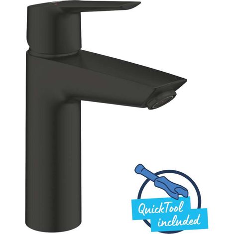 Grohe QuickFix Start - Waschtischarmatur mit Push-Open-Ablauf, schwarz matt 242042432