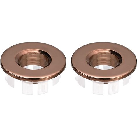Cache-trope-plein d'évier uxcell, lot de 2 anneaux de trop-plein pour lavabo de salle debainou de cuisine, raffinement ou rose, avec insert pour truite de vidange. (1/5)