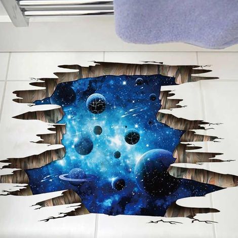 1 Adhesivo de pared, Galaxia Azul, Efecto 3D, PVC impermeable, Removible, Para habitación infantil y sala de estar (1/5)