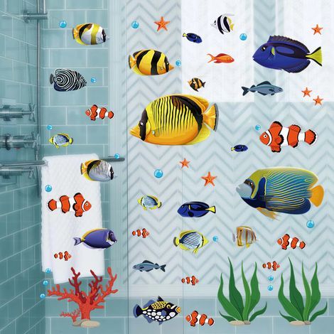 Tropical Fish Wall Stickers Under the Sea Wall Decals for Children's Rooms, Bathrooms, and Corners (1/5)
