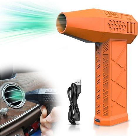 Sèche-cheveux électrique à main sans fil 130 000 tr/min, dépoussiéreur à air comprimé pour voiture, ordinateur, maison, nettoyage, réduction de la poussière industrielle, batterie intégrée (or (1/4)