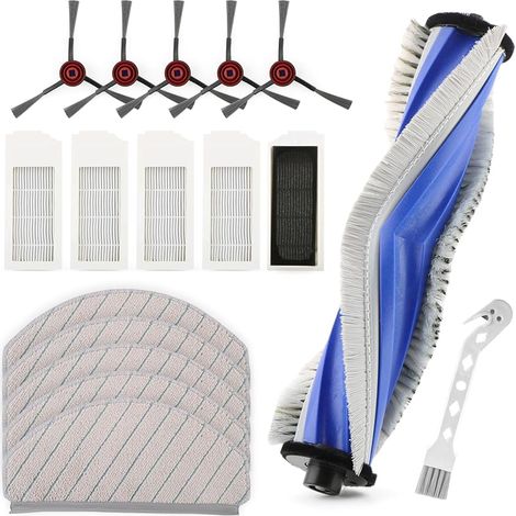 17PCS Kit accessoires pour Ecovacs Deebot N20/N20 Plus/N20 Pro Plus Aspirateur Robot avec 1 Brosses Principales, 5 Brosses Latrales, 5 Chiffon de Vadrouille, 5 Filtres, 1 Brosse de Nettoyage (1/5)