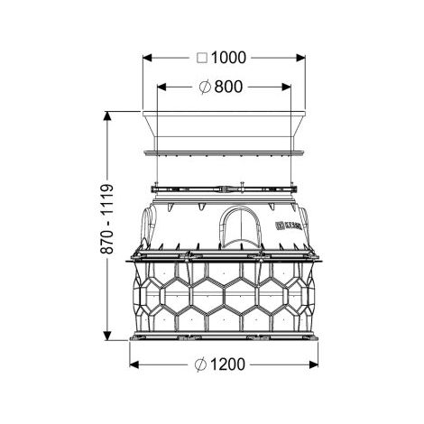 - Module d'arbre LW 1000, accès à la plaque de base LW 800, 870-1119 mm, classe D