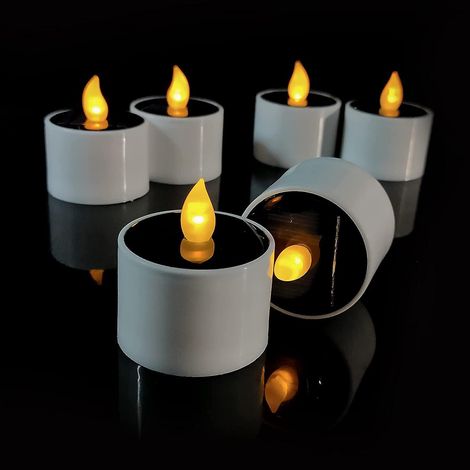lot De 6 Lumires Bougies Led, Sans Flamme Bougies, Raliste Et Bright, Puissance De La Solaire, Fausses Bougies Lectriques Pour Votive Table Party (1/5)