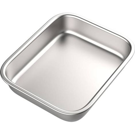 Plateau , plaque de cuisson , moule à gâteau , plat de service , 20 x 27 cm - acier inoxydable durable - multifonctionnel - lavable au lave-vaisselle - argent (1/2)