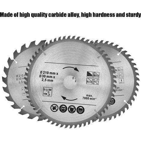 Kreissägeblatt 210 mm, 24, 48 oder 60 Zähne, Hartmetall-Sägeblatt, 30 mm Bohrung (1/5)