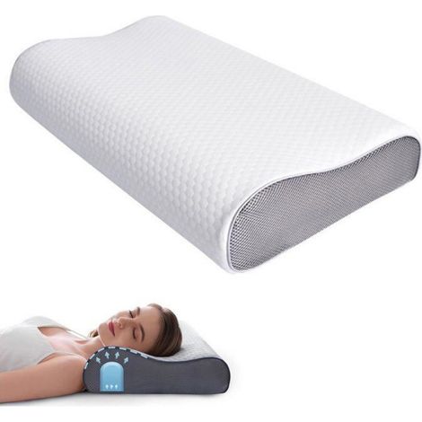 Oreiller Cervical Mémoire Forme,Oreillers Confortables en Forme d'Arc Ergonomique,Coussin Orthopédique Oreiller de Couchage (1/4)