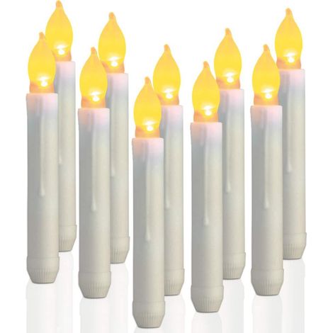 12pcs Flameless LED Candles Lights Battery Operated Votive LED Taper Candles for Christmas Wedding Birthday Party Halloween Room Decorations,6.5 x 0.9Inch (1/5)