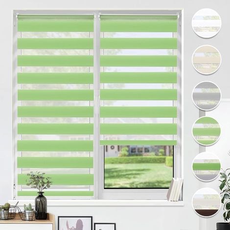 Store Enrouleur Jour Nuit - 1 Unité - Polyester Vert - Réglage Lumière Sans Perçage - Bureau et Salon - 60x120 cm (1/5)