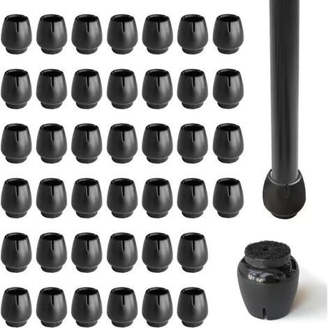 Lot de 40 embouts de pieds de chaise en silicone. Embouts ronds en silicone. Protègent vos sols. Antidérapants. (1/5)