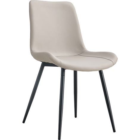 ELVMI 4er Set Esszimmerstühle aus PU Leder mit Metallgestell, für Küche und Büro, Grau und Schwarz (1/5)
