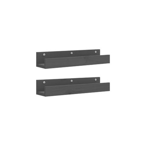 Étagères murales 2 pcs Gris 50x12x9 Bois de pin massif (1/5)